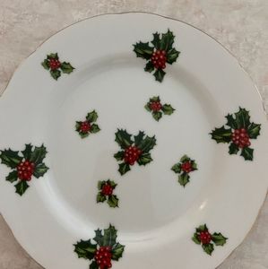 Lefton Hand Painted Holly Plate #7952